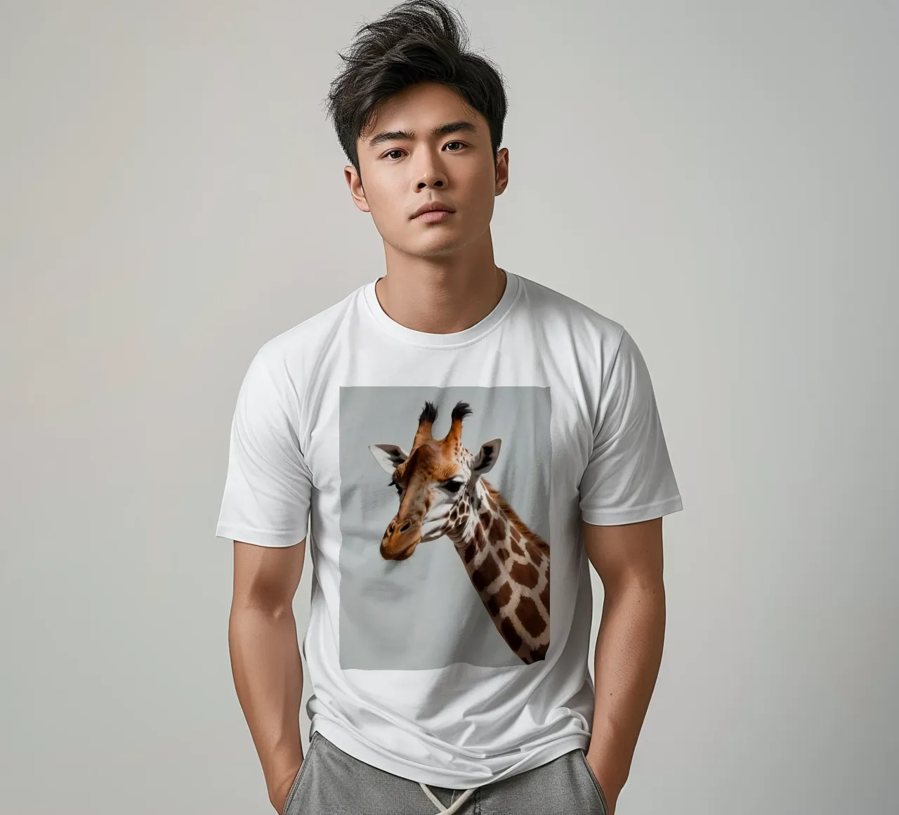 Giraffe exhibiting its distinctive features in environment t-shirt by DesignDoodle