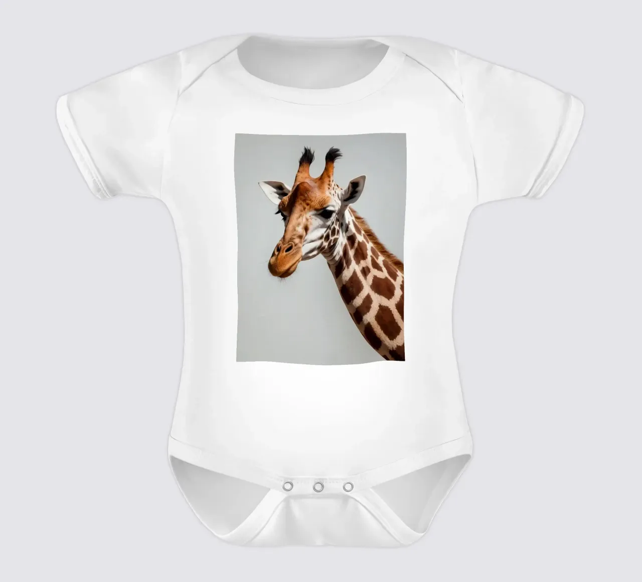 Giraffe exhibiting its distinctive features in environment short-sleeve baby romper by DesignDoodle