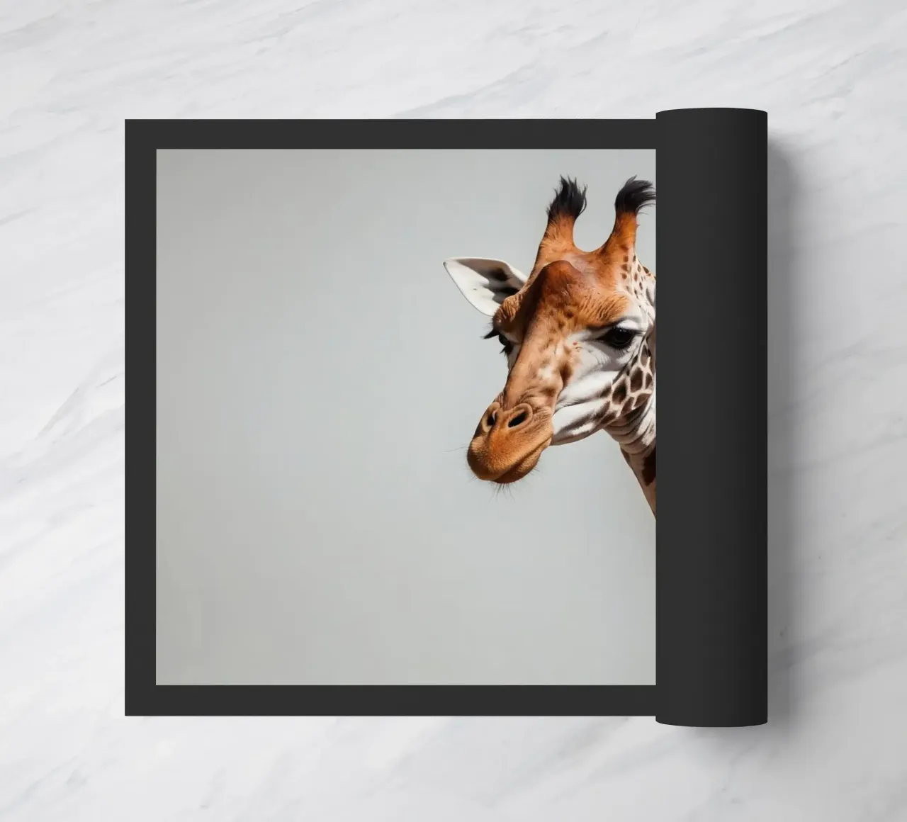 Giraffe exhibiting its distinctive features in environment doormat by DesignDoodle