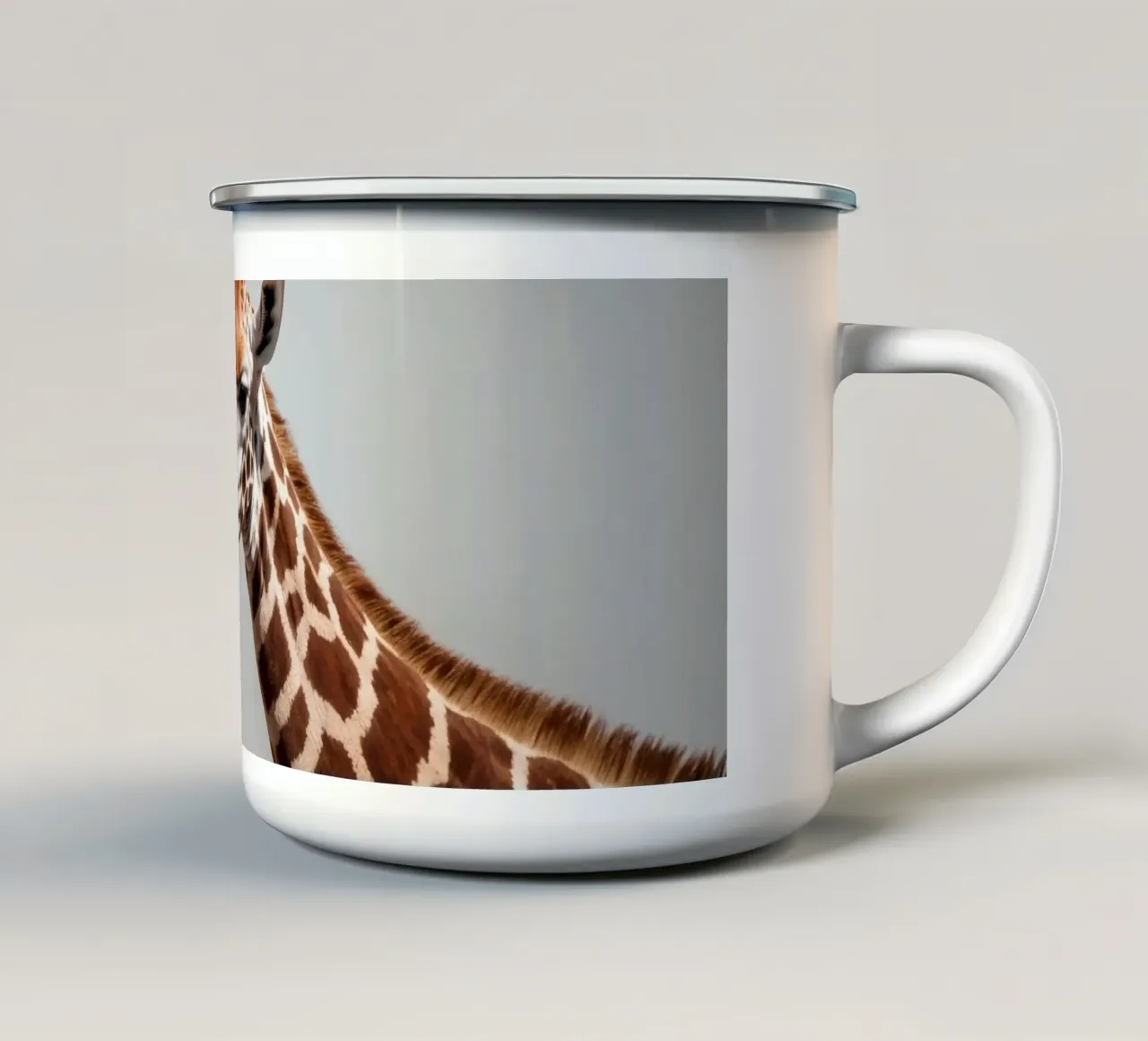 Giraffe exhibiting its distinctive features in environment enamel mug by DesignDoodle