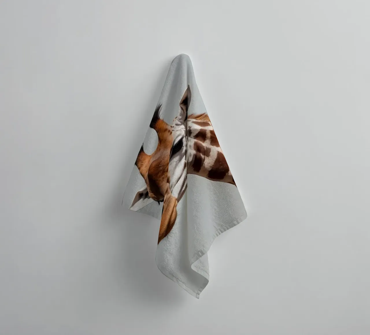Giraffe exhibiting its distinctive features in environment towel by DesignDoodle