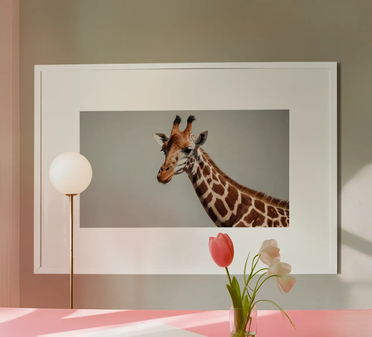 Giraffe exhibiting its distinctive features in environment hahnemühle by DesignDoodle