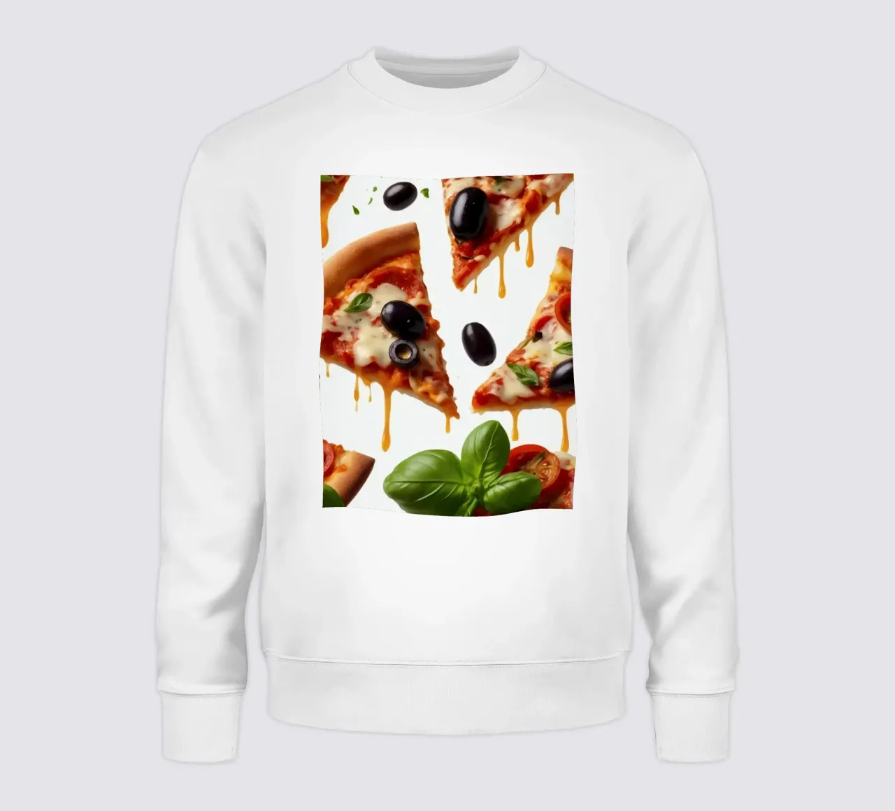 Heerlijke stukken pizza belegd met verse tomaten olijven sweatshirt van DesignDoodle