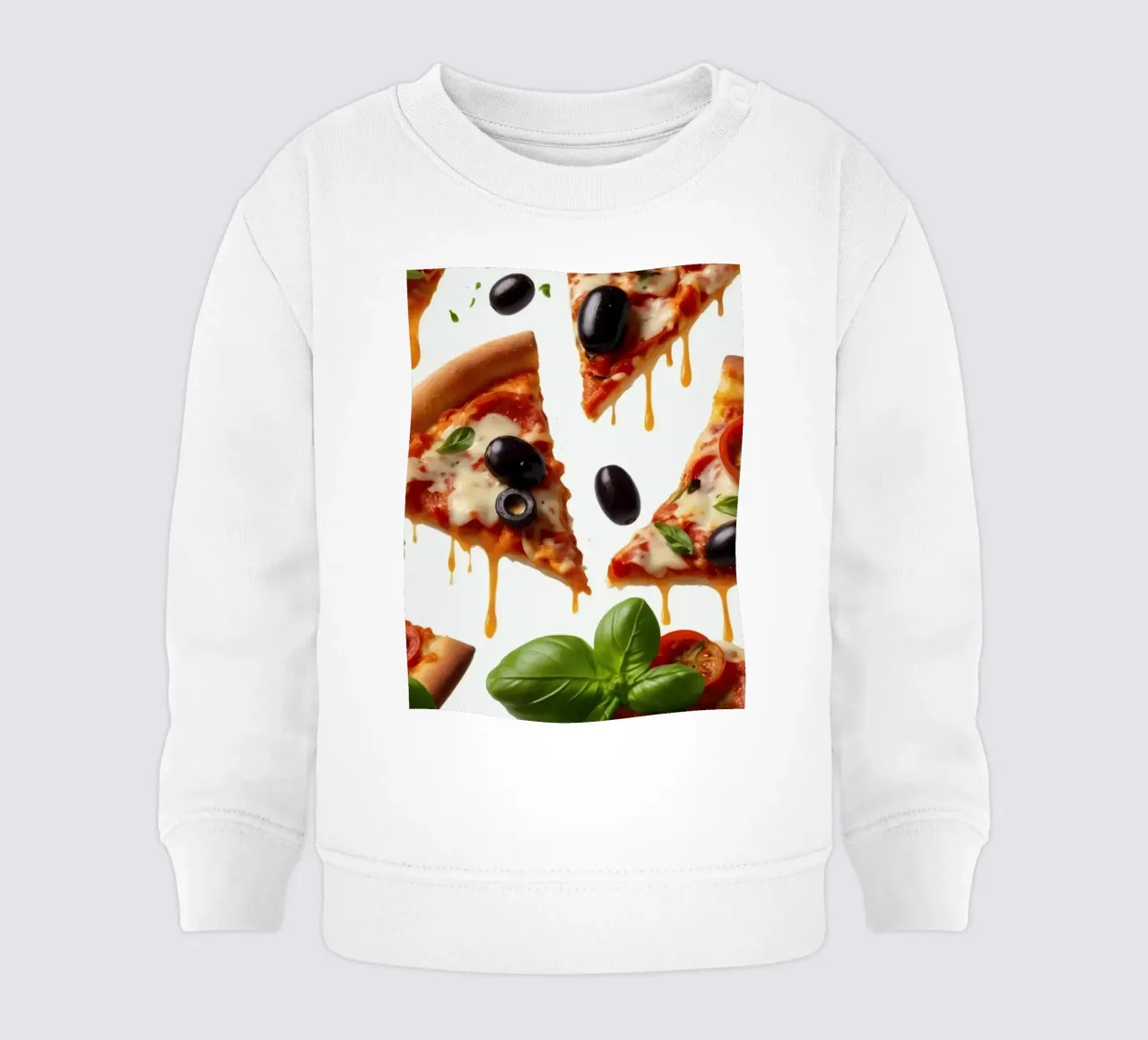 Deliziosi tranci di pizza conditi con pomodori freschi e olive felpa neonato da DesignDoodle