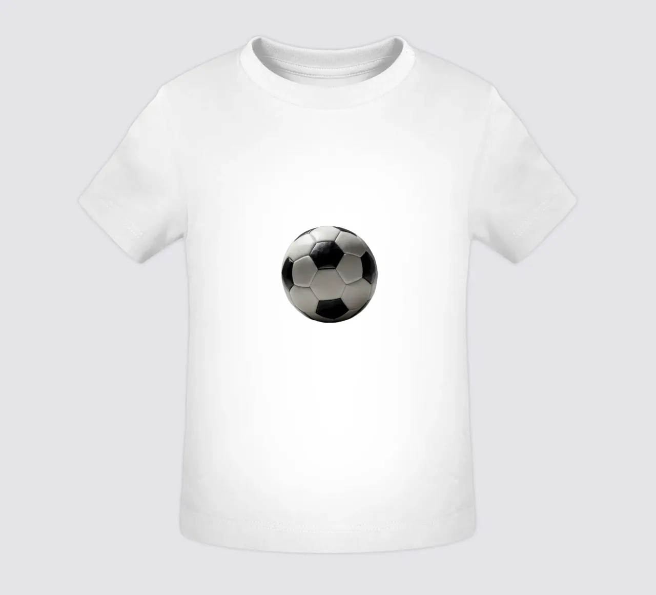 Soccer ball displayed on a plain surface with soft lighting baby t-shirt by DesignDoodle