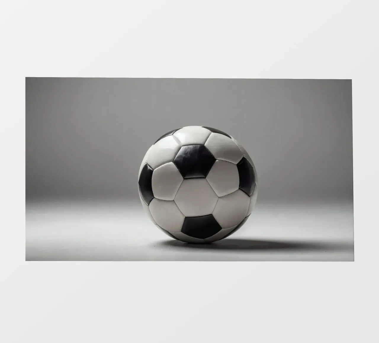 Pallone da calcio esposto su una superficie liscia con illuminazione soffusa telo in pvc da DesignDoodle