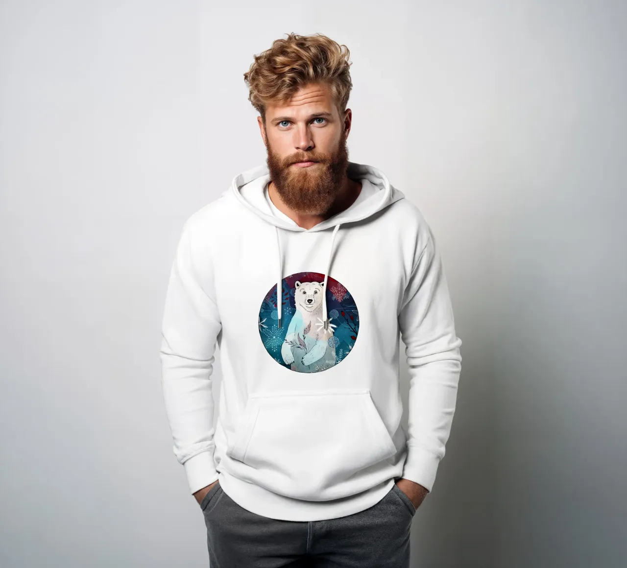 Orso polare con fiocchi di neve felpa con cappuccio da AnimalArt