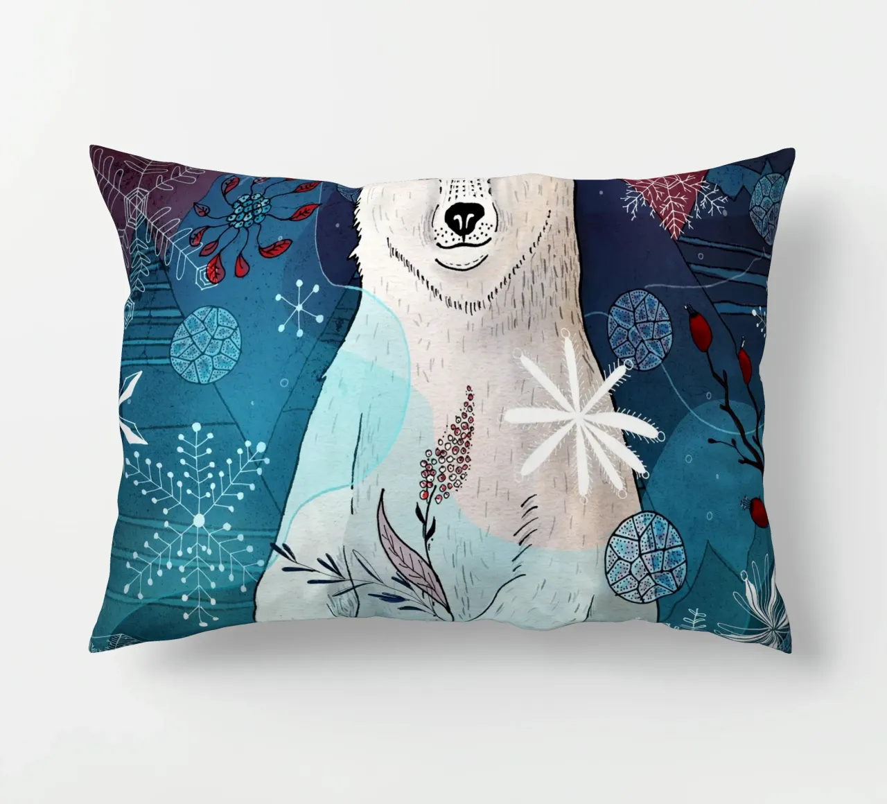 Orso polare con fiocchi di neve cuscino da AnimalArt