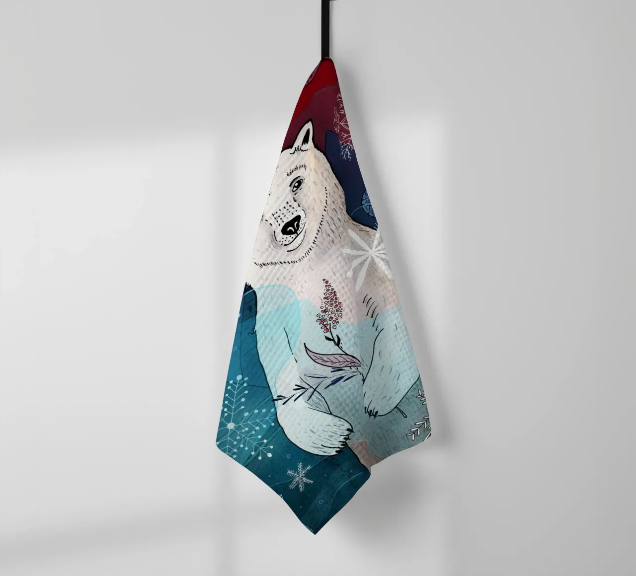 Orso polare con fiocchi di neve canovaccio da cucina da AnimalArt