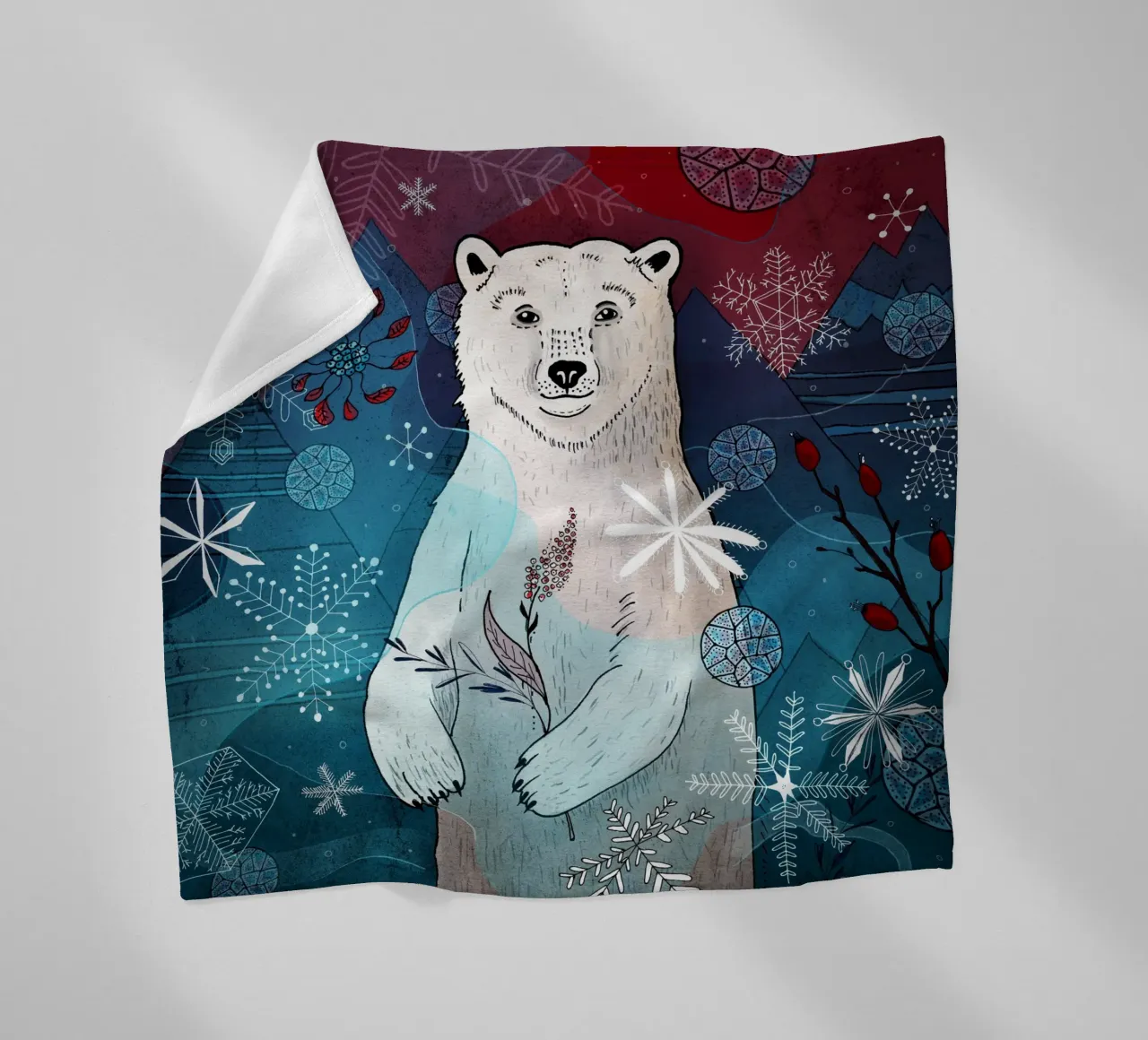 Orso polare con fiocchi di neve coperta in pile da AnimalArt