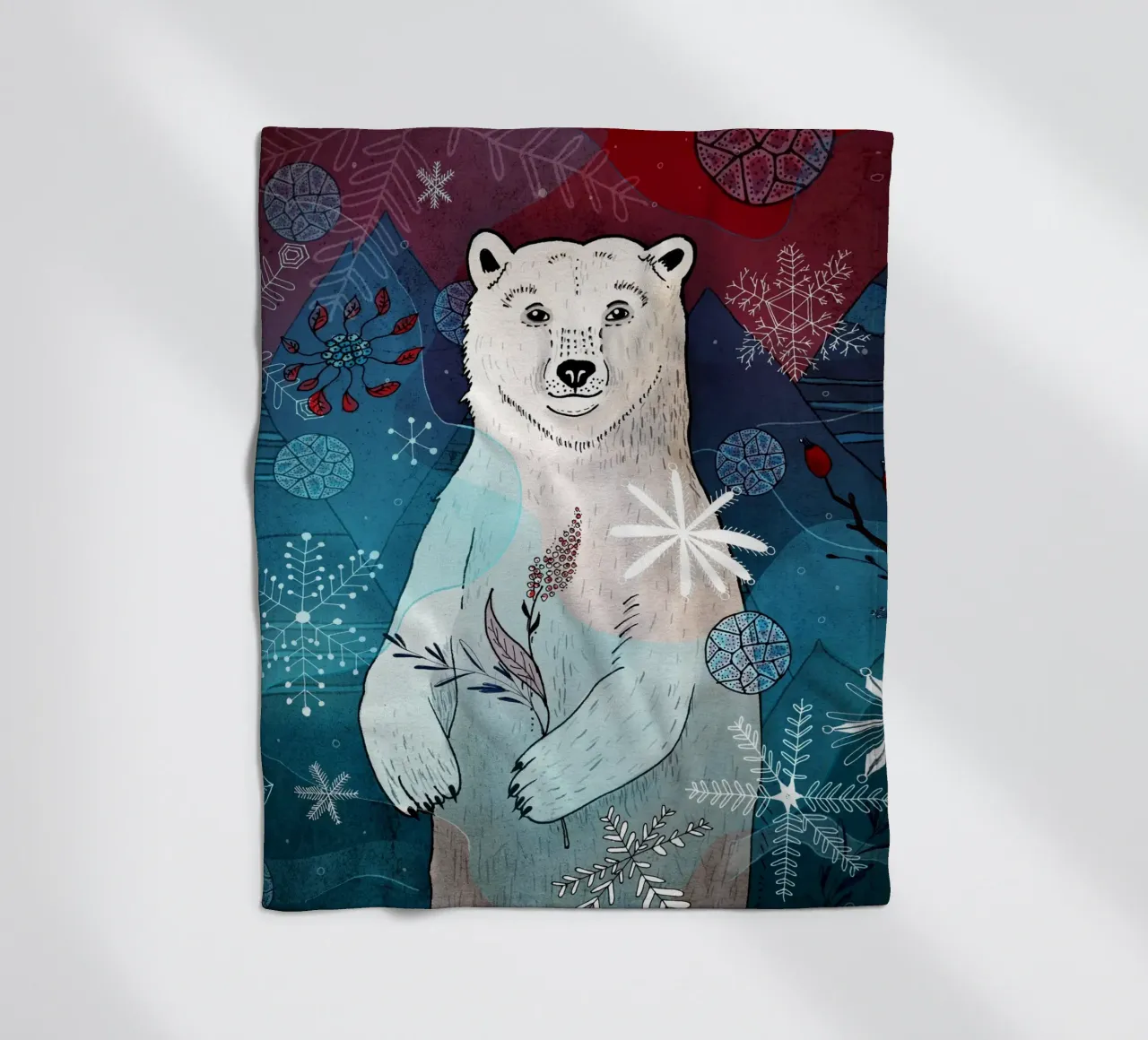 Orso polare con fiocchi di neve coperta in pile da AnimalArt