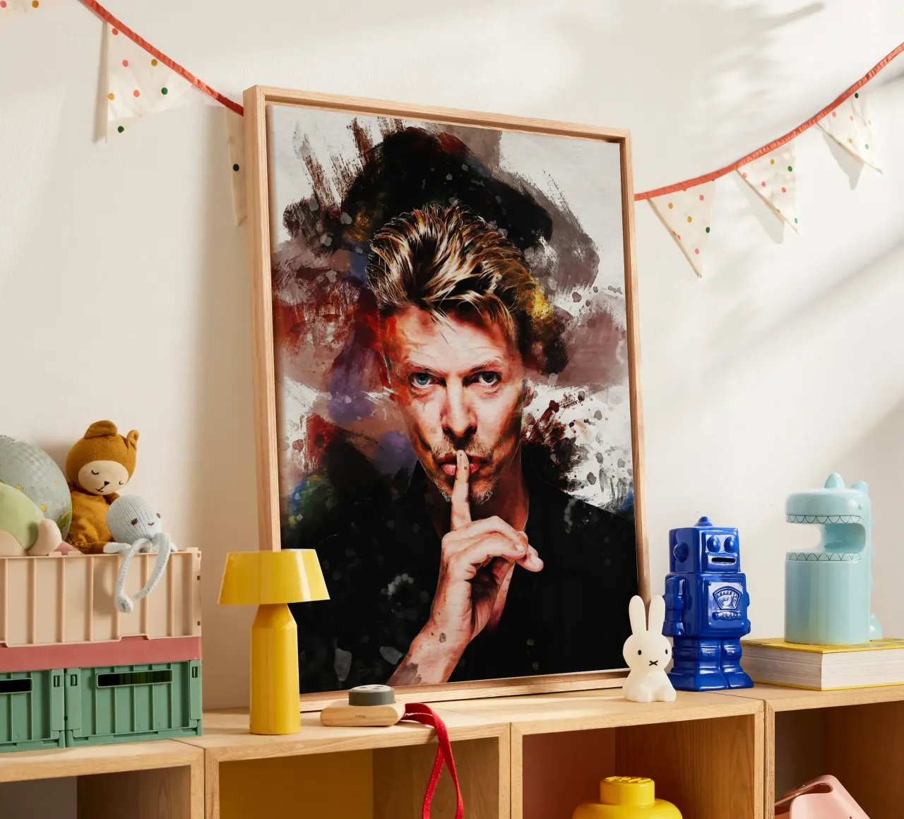 Smudge Ritratto di David Bowie tela con Cornice a cassetta da Gunawan Rb