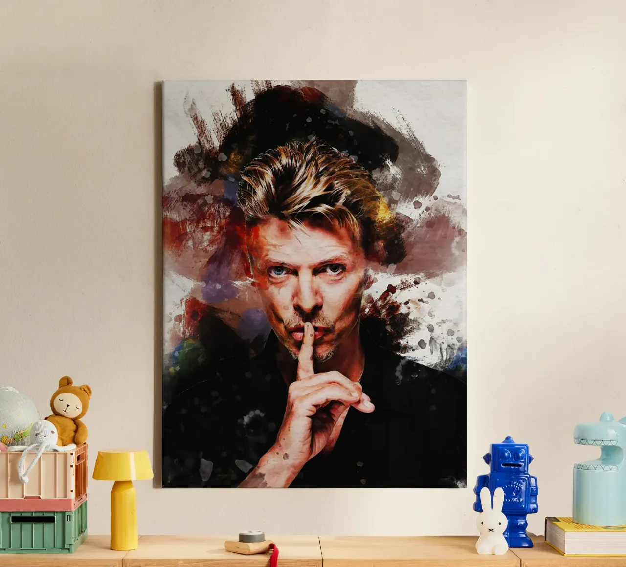 Smudge Ritratto di David Bowie tela con Cornice a cassetta da Gunawan Rb