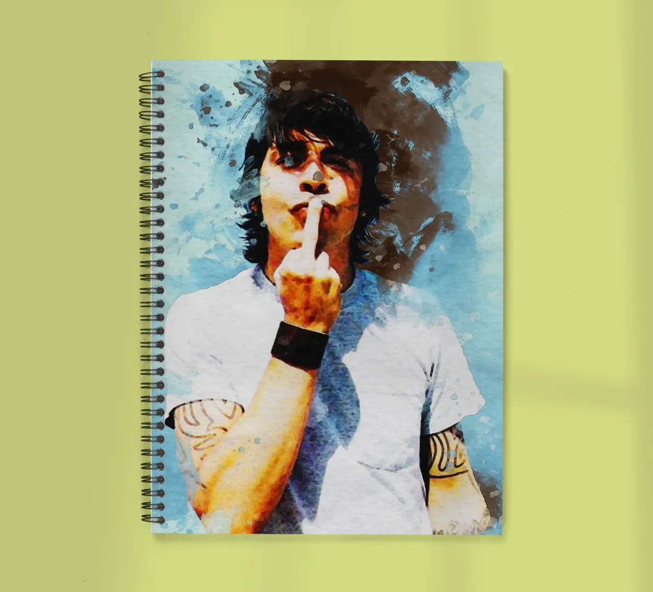 Smudge of Portrait Dave Foo Fighters spiral notebook by Gunawan Rb