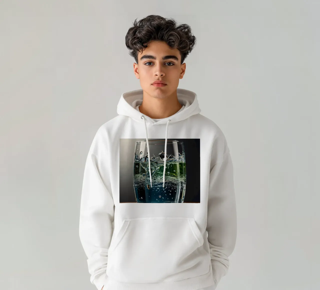 Refreshing drink with vibrant colors and bubbles felpa con cappuccio da DesignDoodle