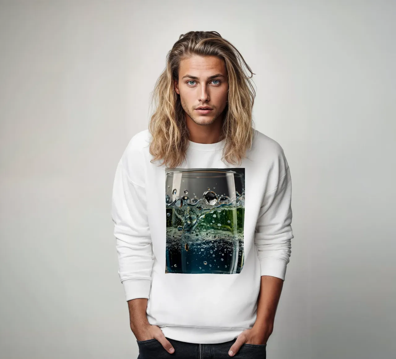 Refreshing drink with vibrant colors and bubbles felpa da DesignDoodle