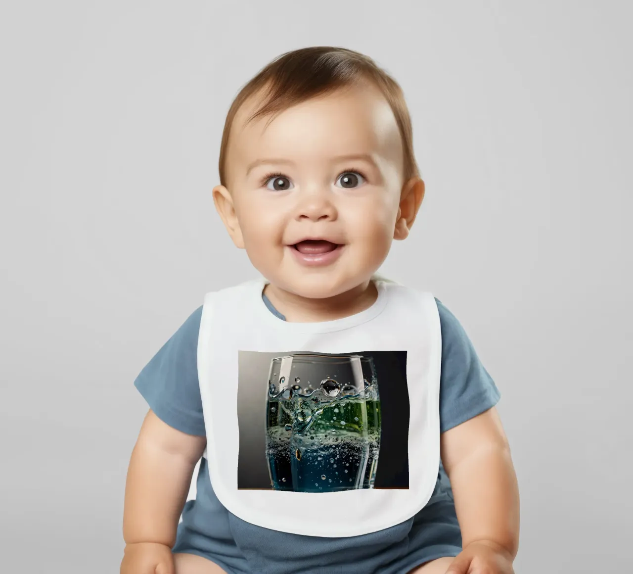 Refreshing drink with vibrant colors and bubbles bavaglino da DesignDoodle