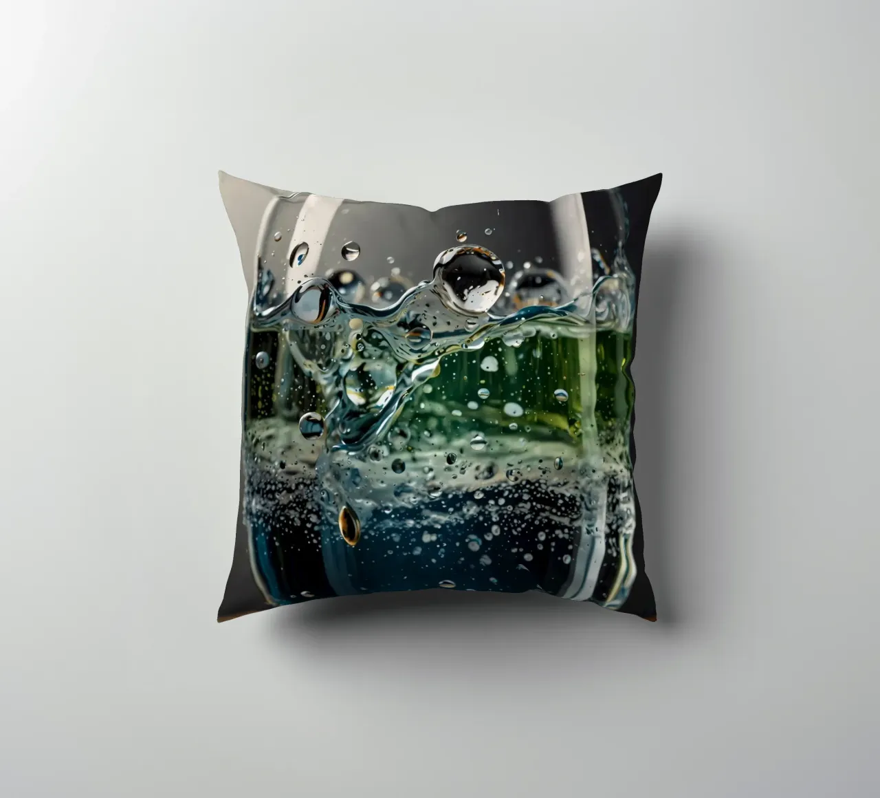 Refreshing drink with vibrant colors and bubbles cuscino da DesignDoodle