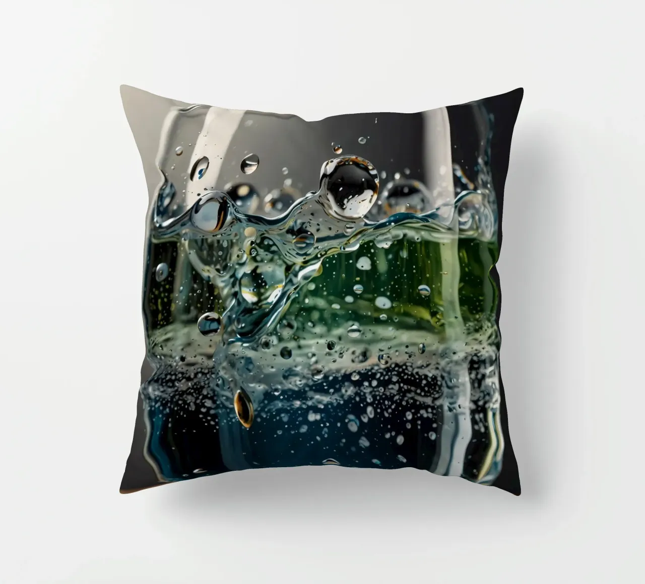Refreshing drink with vibrant colors and bubbles cuscino da DesignDoodle
