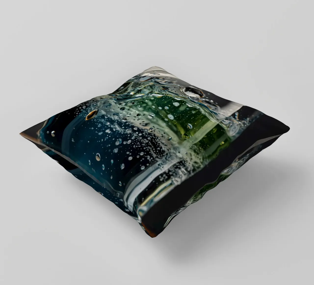 Refreshing drink with vibrant colors and bubbles cuscino da DesignDoodle