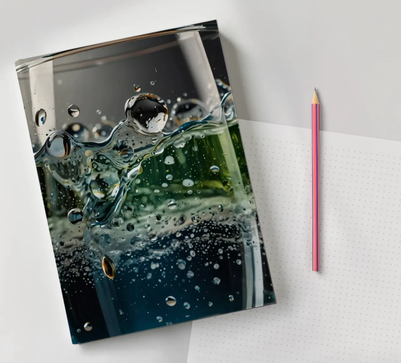 Refreshing drink with vibrant colors and bubbles notebook by DesignDoodle