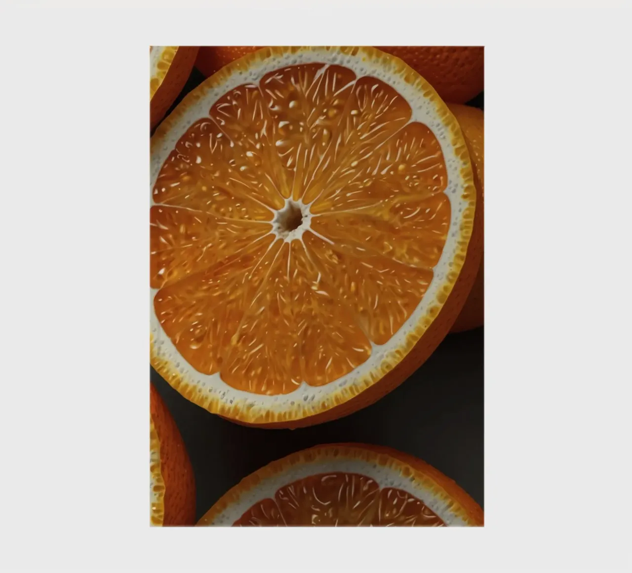 Vibrant orange slices arranged neatly on a textured surface notebook by DesignDoodle