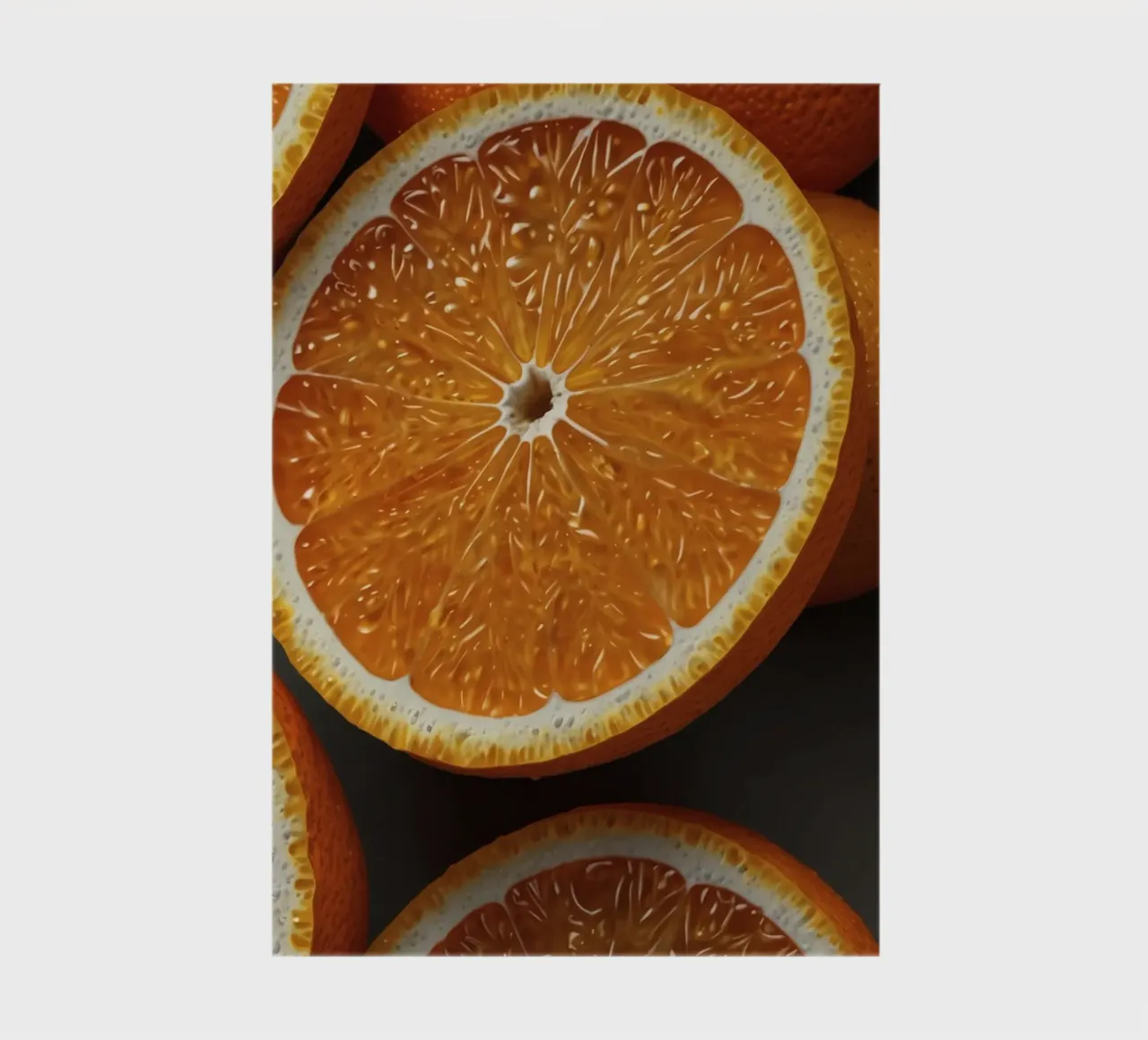 Vibrant orange slices arranged neatly on a textured surface notebook by DesignDoodle
