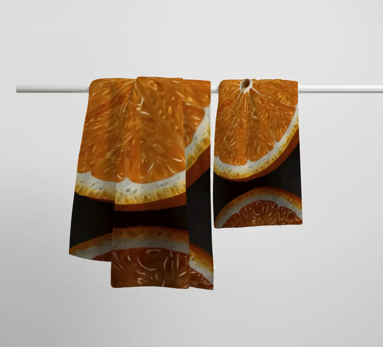 Kräftige Orangenscheiben auf einer strukturierten Oberfläche angeordnet Handtuch von DesignDoodle