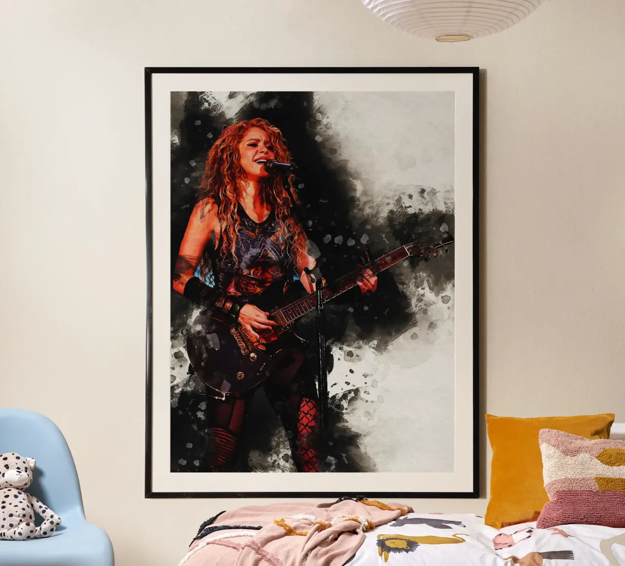 Smudge Shakira dal vivo in concerto poster con telaio in legno da Gunawan Rb