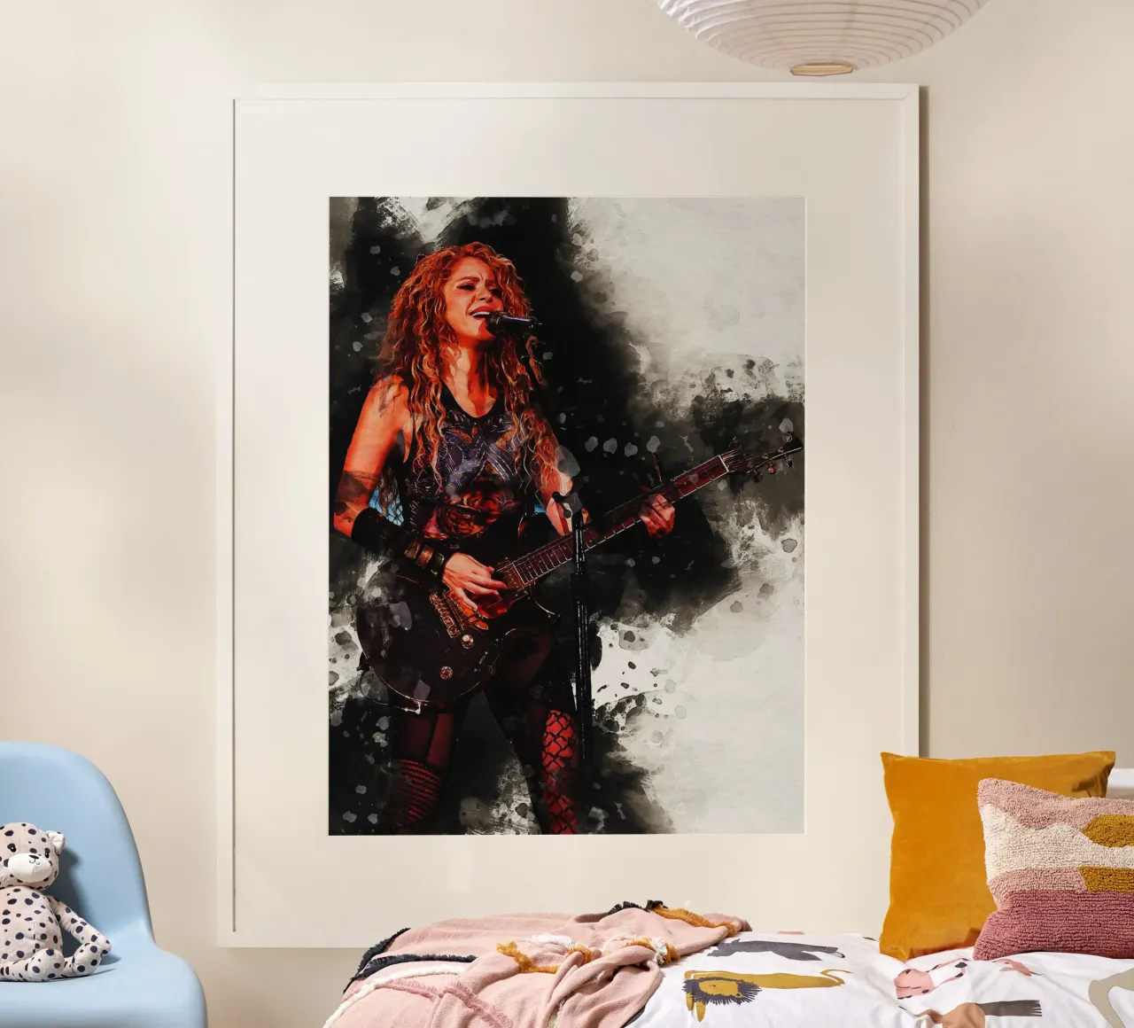 Smudge Shakira dal vivo in concerto poster con telaio in legno da Gunawan Rb