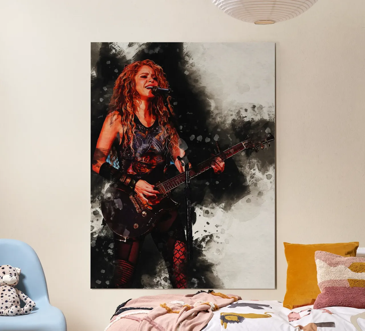 Smudge Shakira dal vivo in concerto poster con telaio in legno da Gunawan Rb