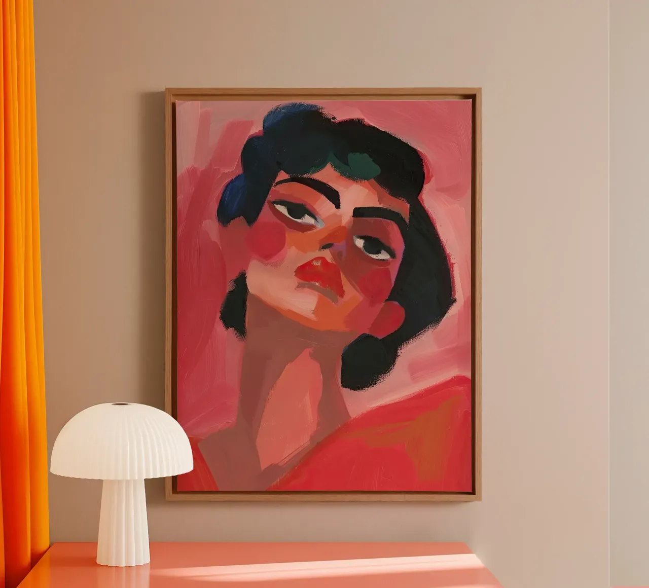 Abstracte schoonheid in rood canvas met Baklijst van DaarbyN