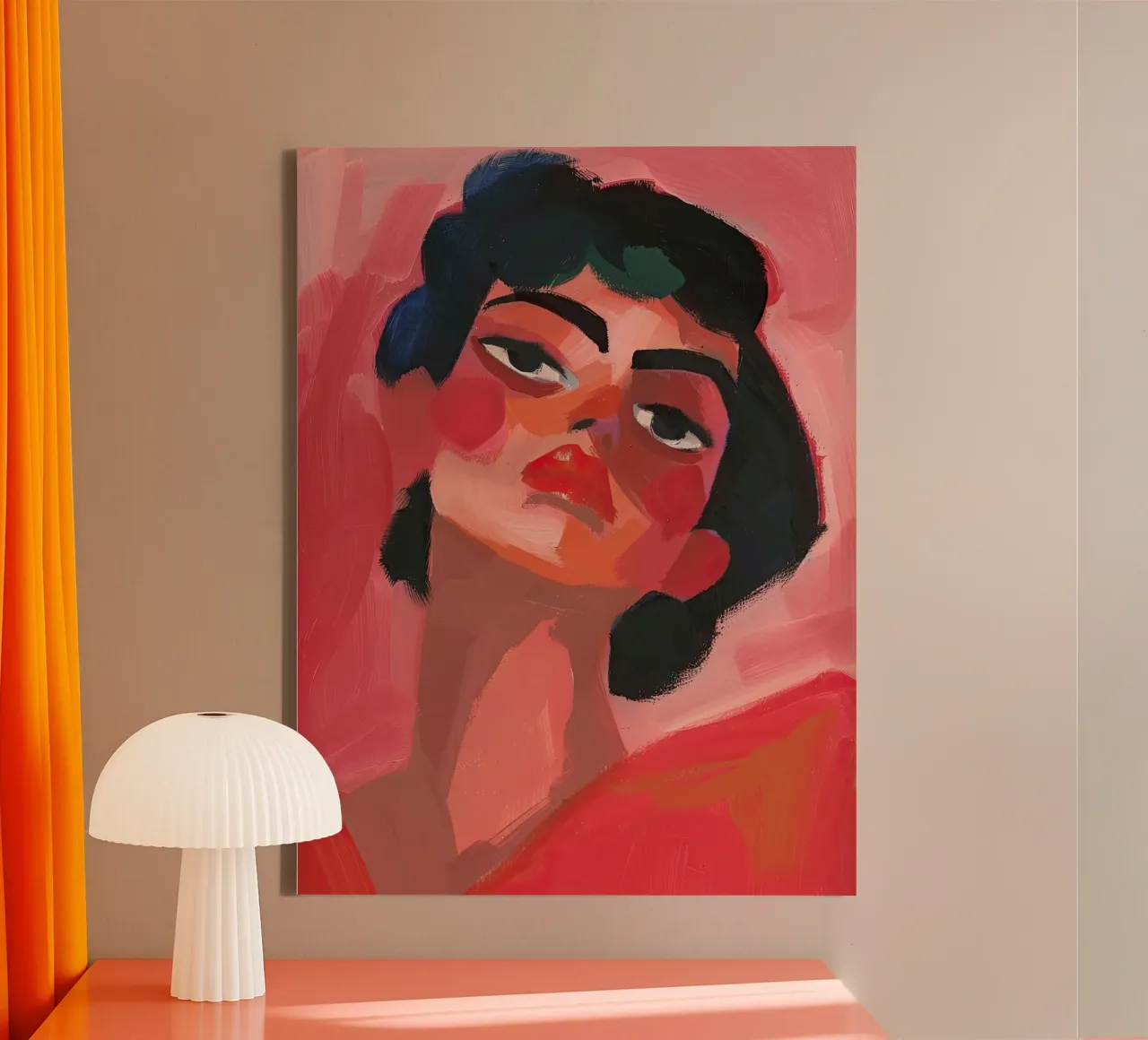 Abstracte schoonheid in rood canvas met Baklijst van DaarbyN