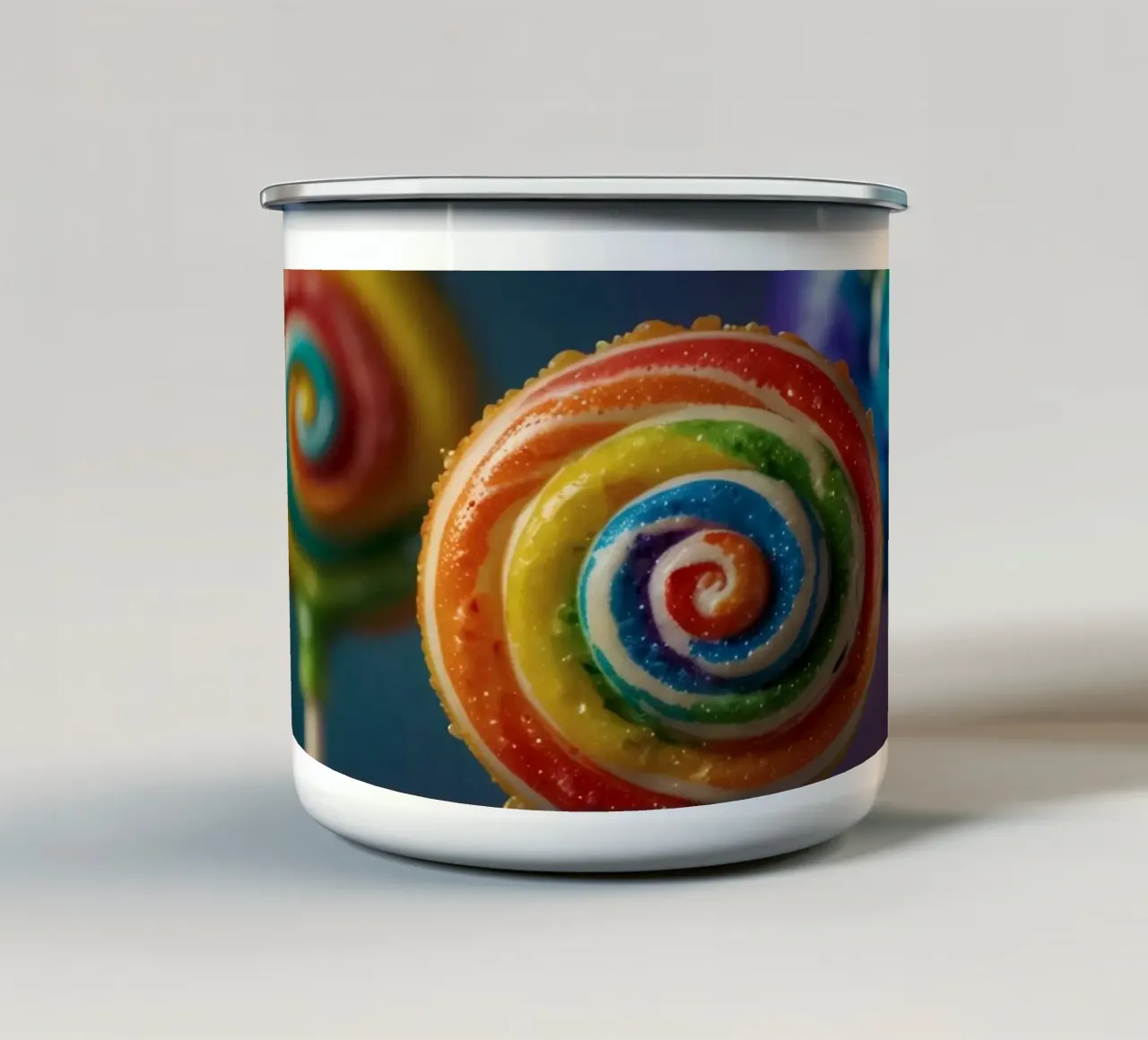 Lecca-lecca colorati in tonalità vivaci tazza in smalto da DesignDoodle