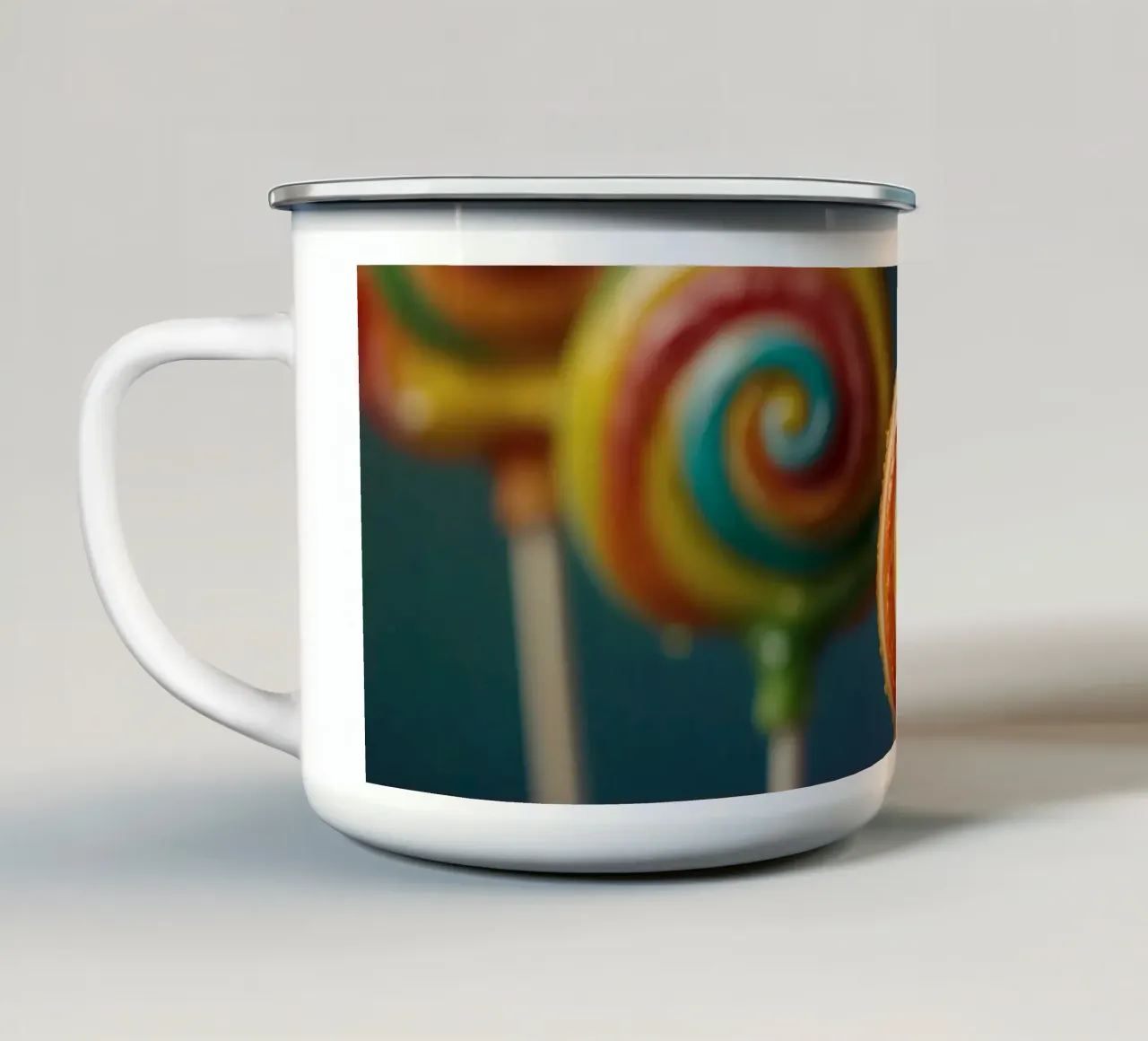 Lecca-lecca colorati in tonalità vivaci tazza in smalto da DesignDoodle