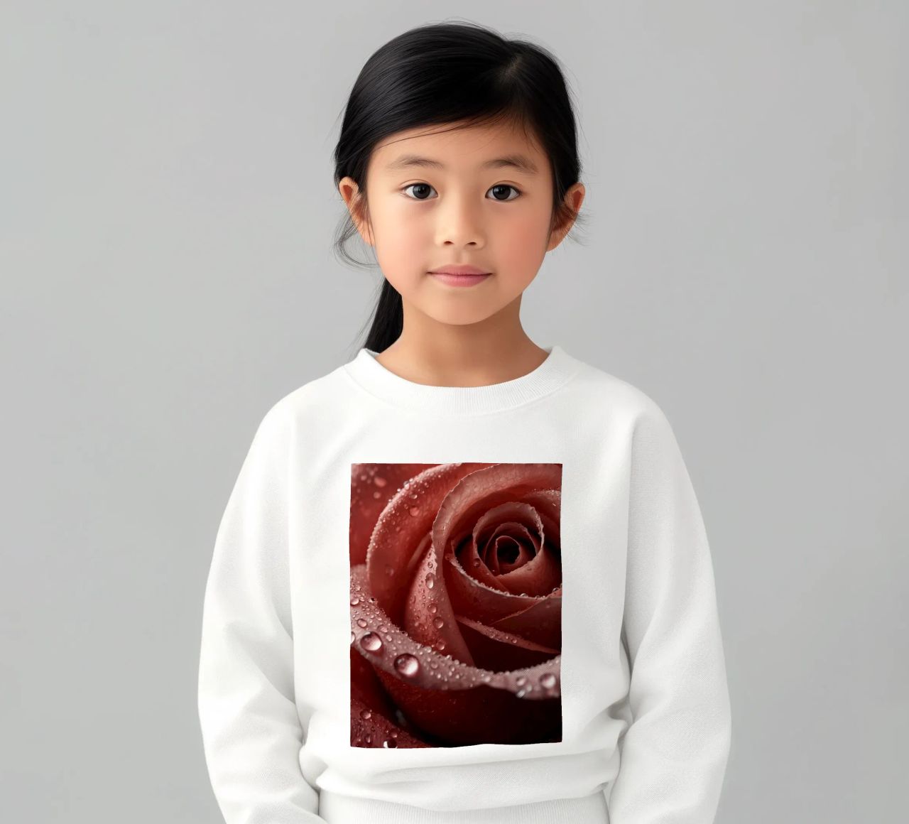 Vue rapprochée d'une rose baignée de rosée aux pétales éclatants. sweat enfant de DesignDoodle