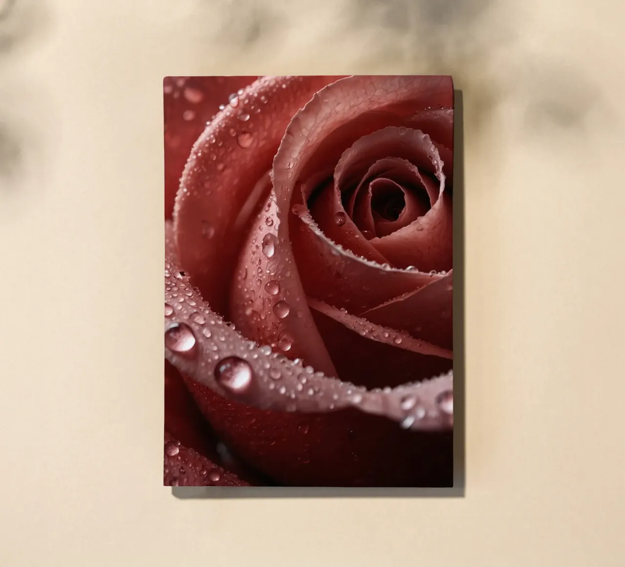 Close-up view of a dew-kissed rose with vibrant petals creat notebook by DesignDoodle