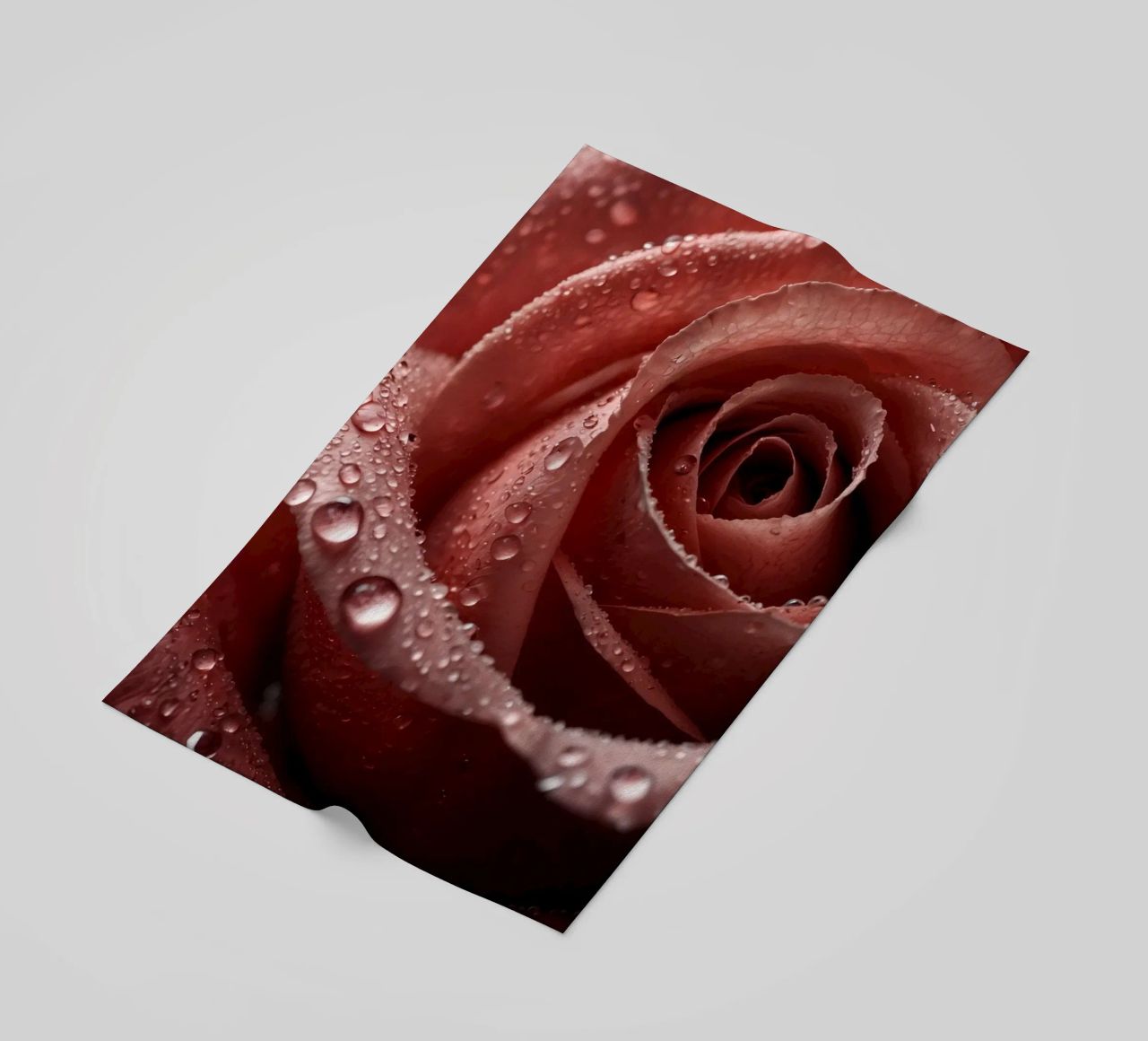 Vue rapprochée d'une rose baignée de rosée aux pétales éclatants. serviette de plage de DesignDoodle