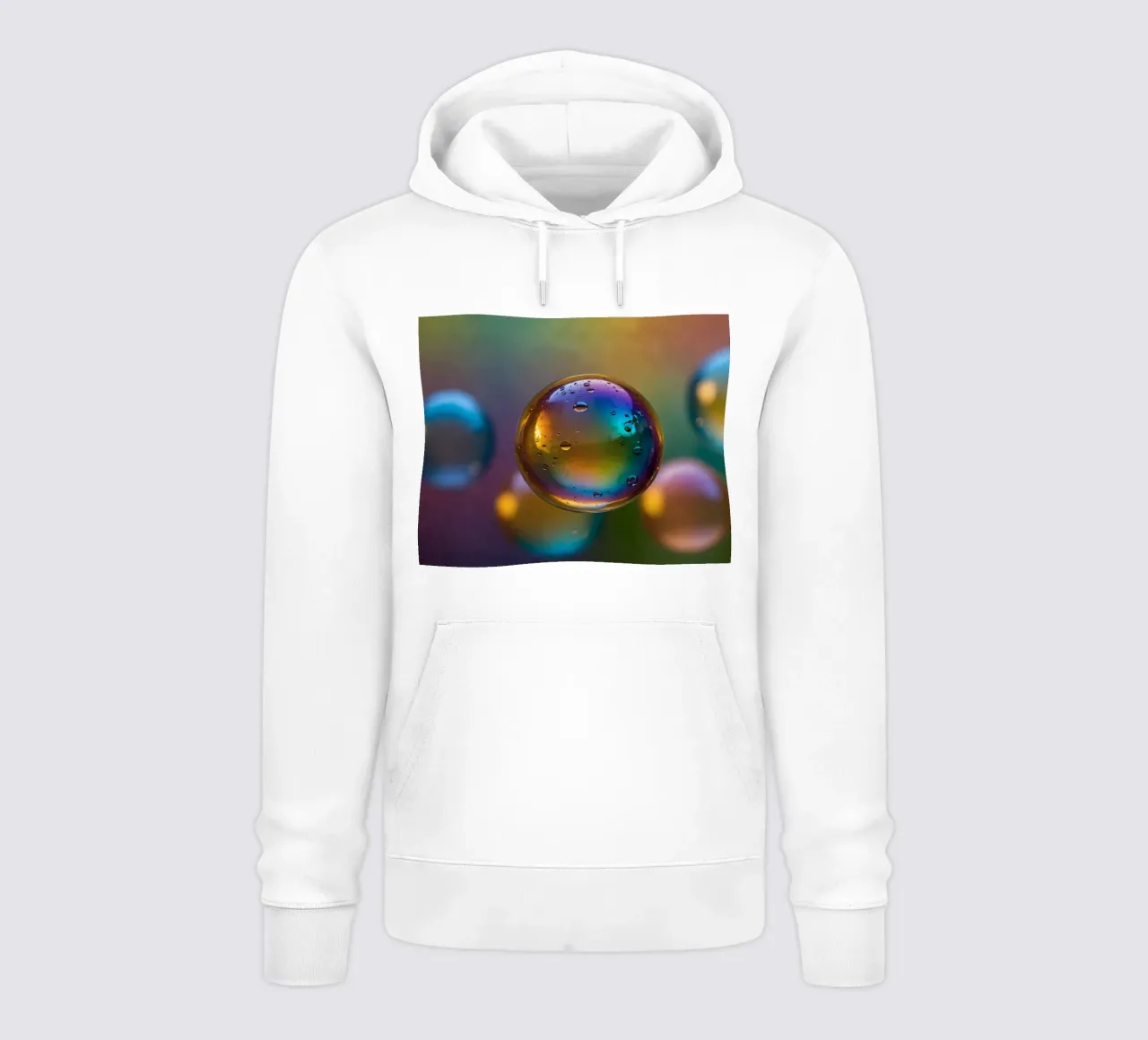 Colorful bubbles floating on a blurred vibrant background hoodie by DesignDoodle