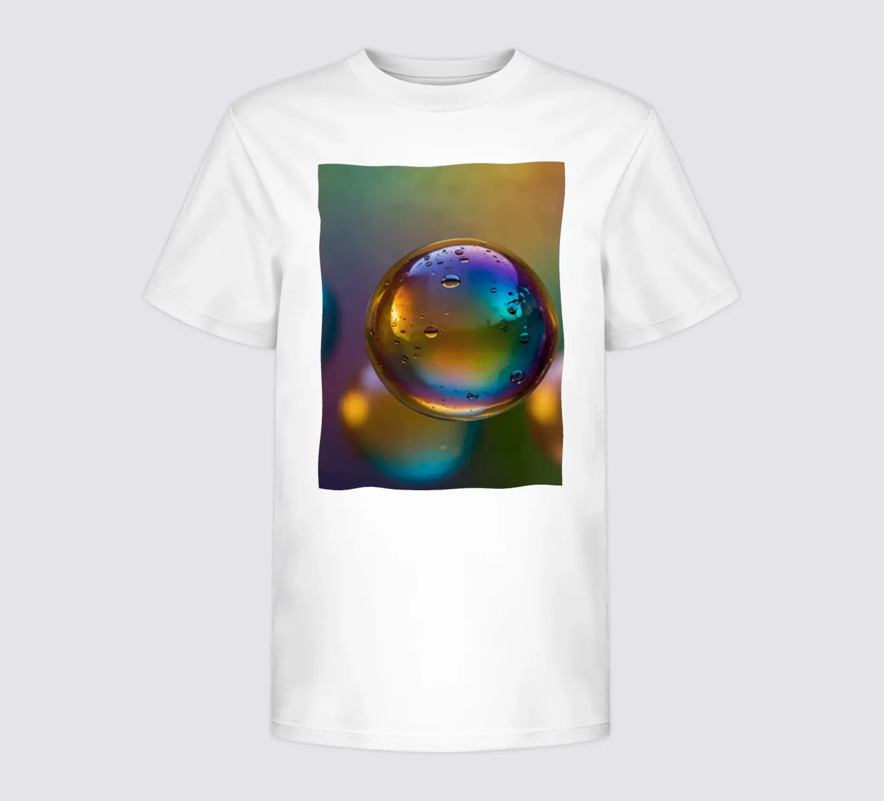 Colorful bubbles floating on a blurred vibrant background kids t-shirt by DesignDoodle