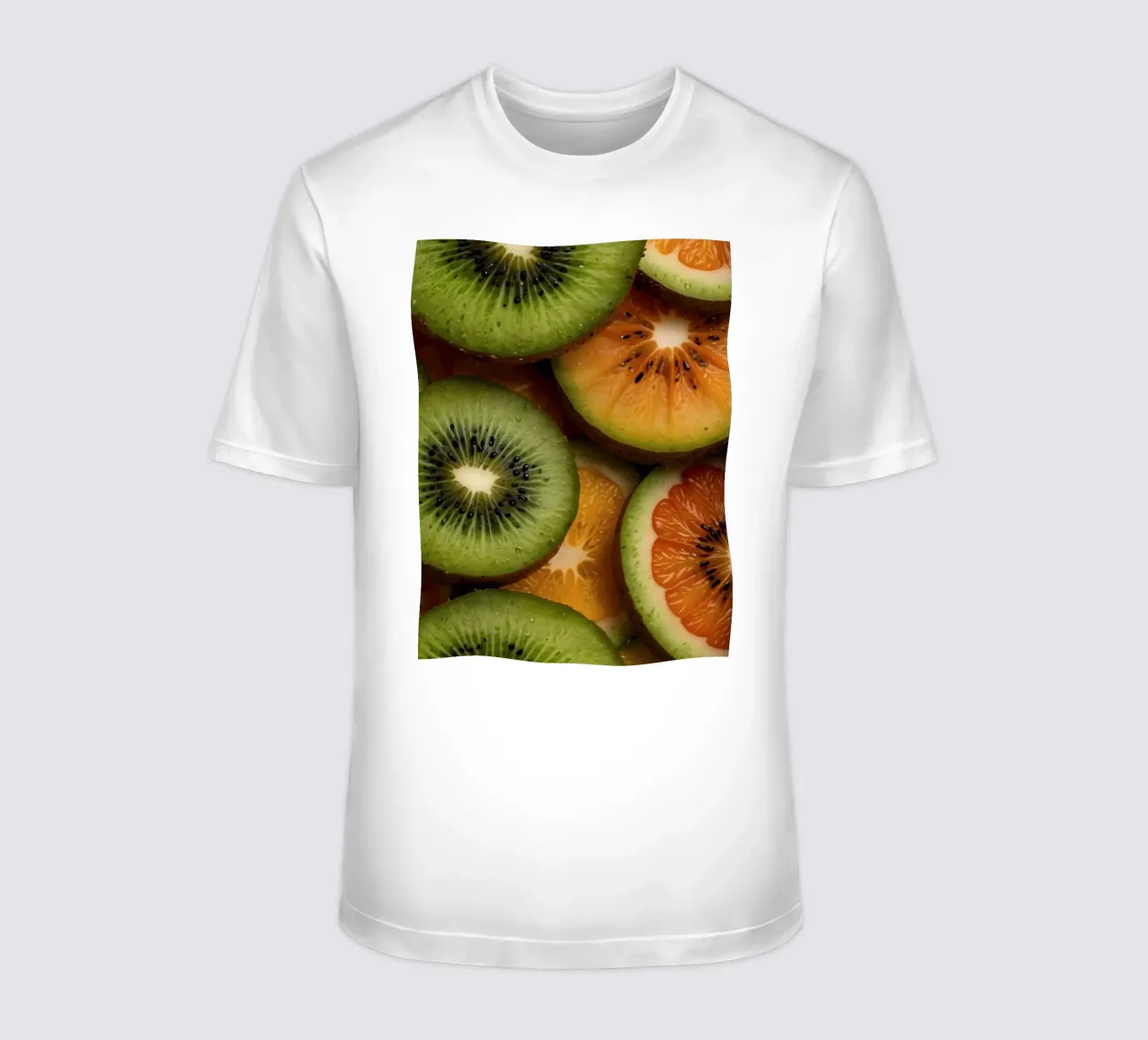 Assortimento variopinto di agrumi freschi e fette di kiwi disposte t-shirt da DesignDoodle