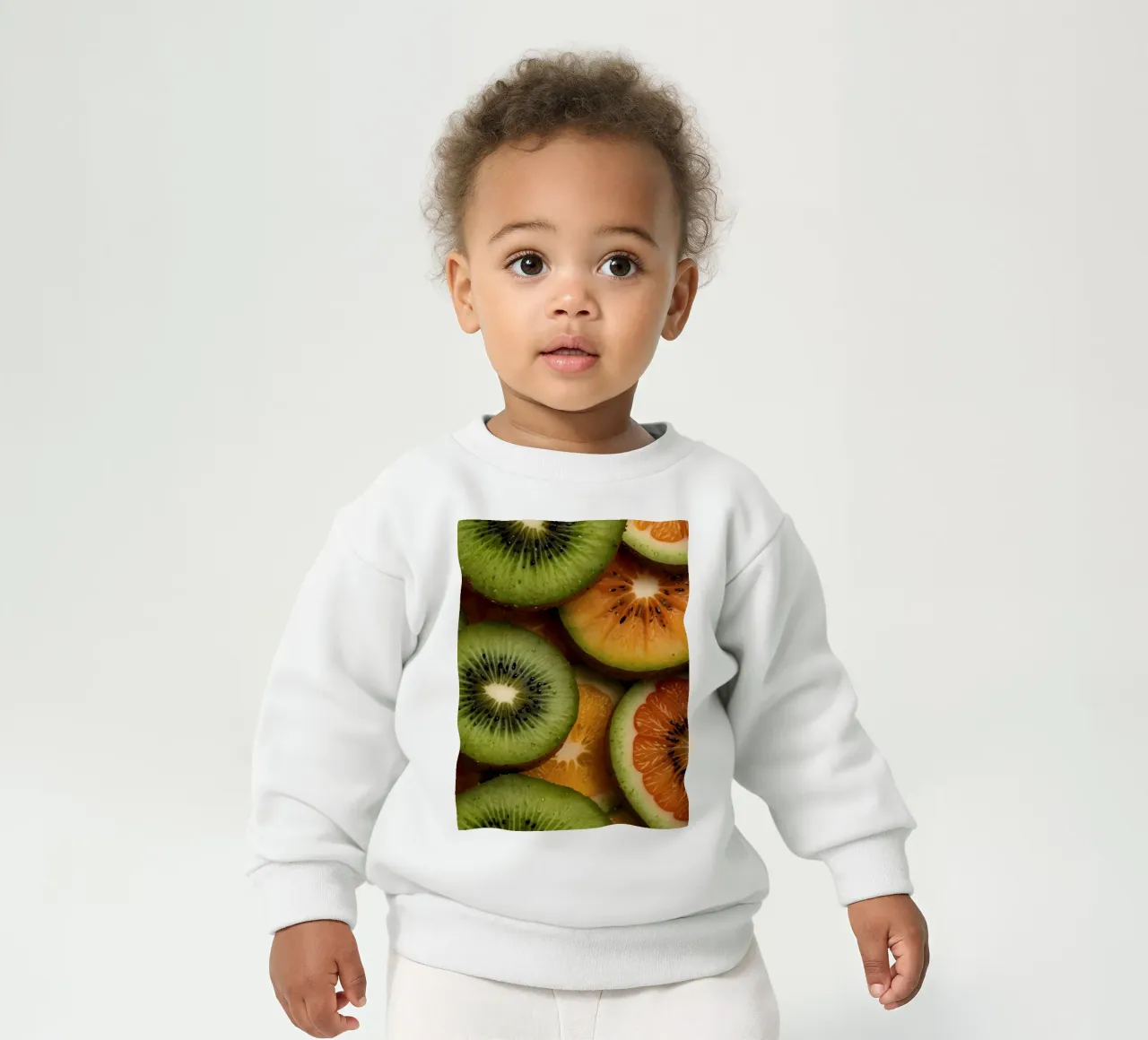 Assortimento variopinto di agrumi freschi e fette di kiwi disposte felpa neonato da DesignDoodle