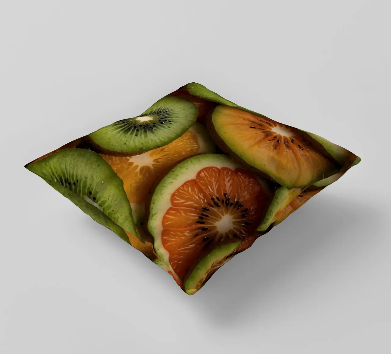 Assortimento variopinto di agrumi freschi e fette di kiwi disposte cuscino da DesignDoodle