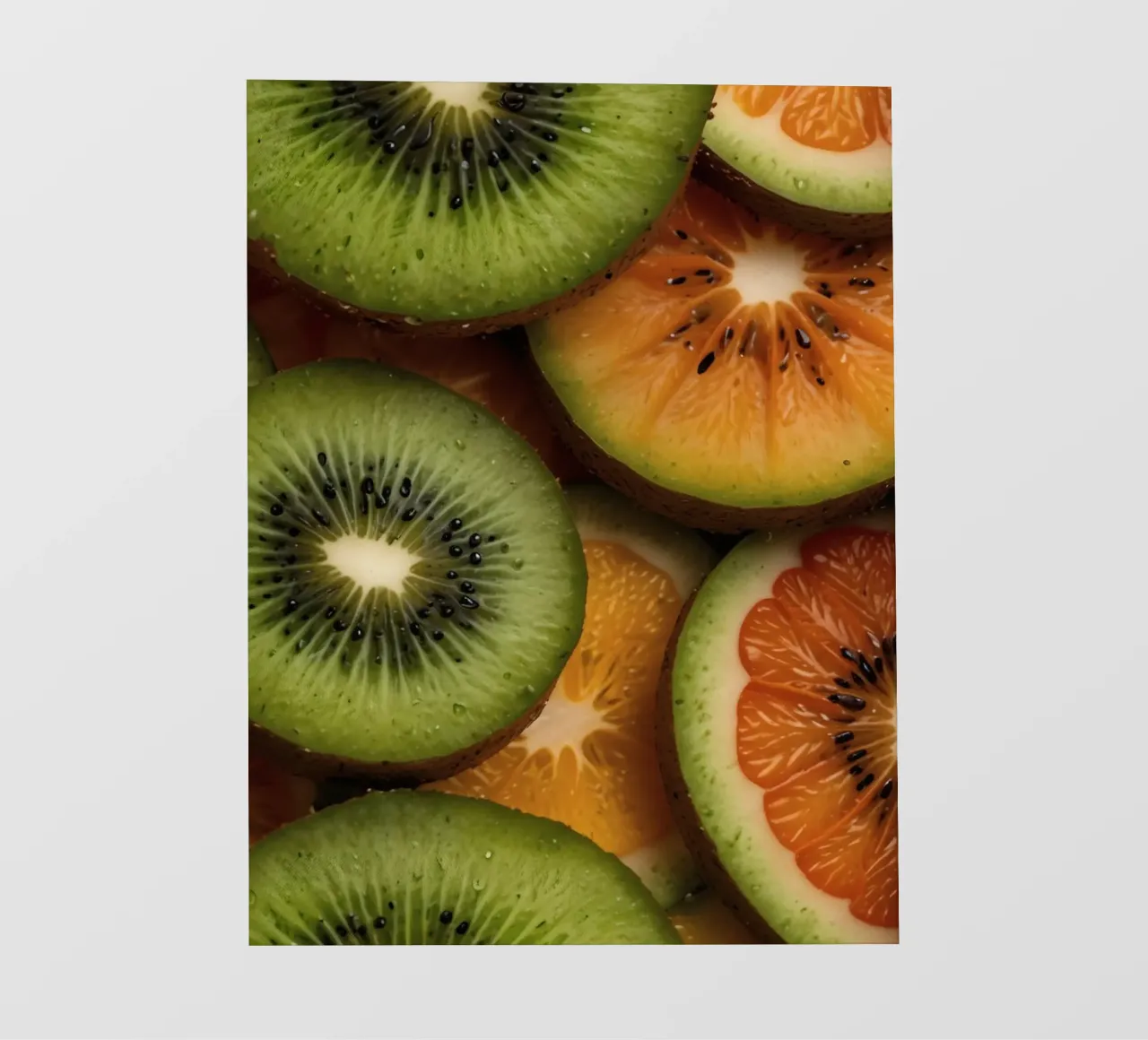 Assortimento variopinto di agrumi freschi e fette di kiwi disposte telo in pvc da DesignDoodle