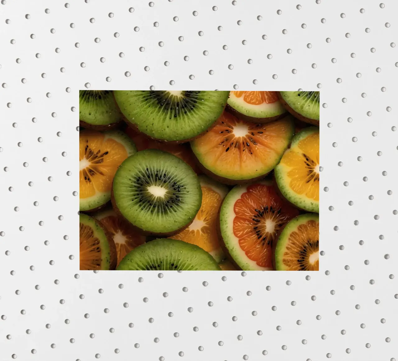 Assortimento variopinto di agrumi freschi e fette di kiwi disposte adesivo da DesignDoodle