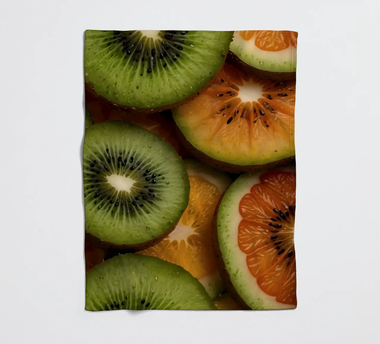 Assortimento variopinto di agrumi freschi e fette di kiwi disposte coperta in pile da DesignDoodle