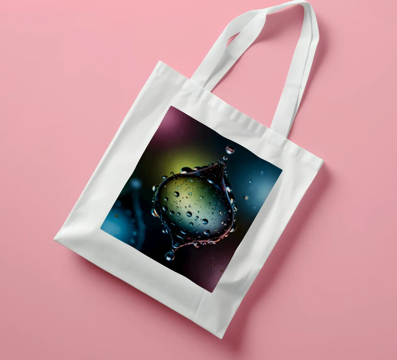 Gocce d'acqua colorate sospese nell'aria borsa in juta da DesignDoodle