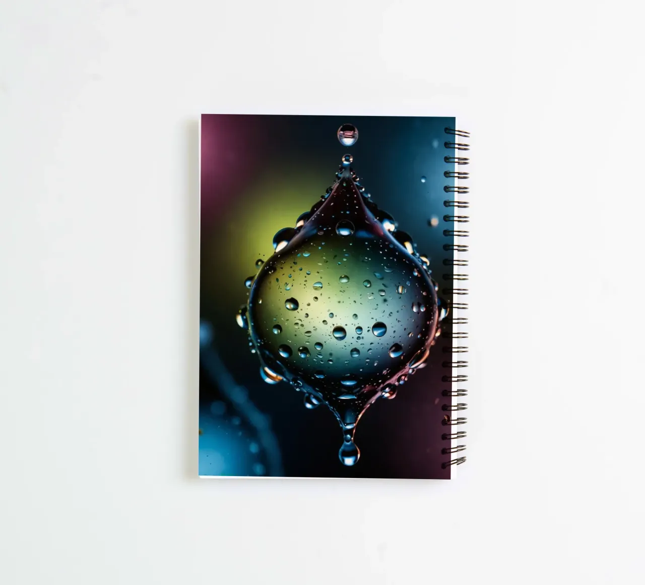 Colorful water droplets suspended in the air spiral notebook by DesignDoodle