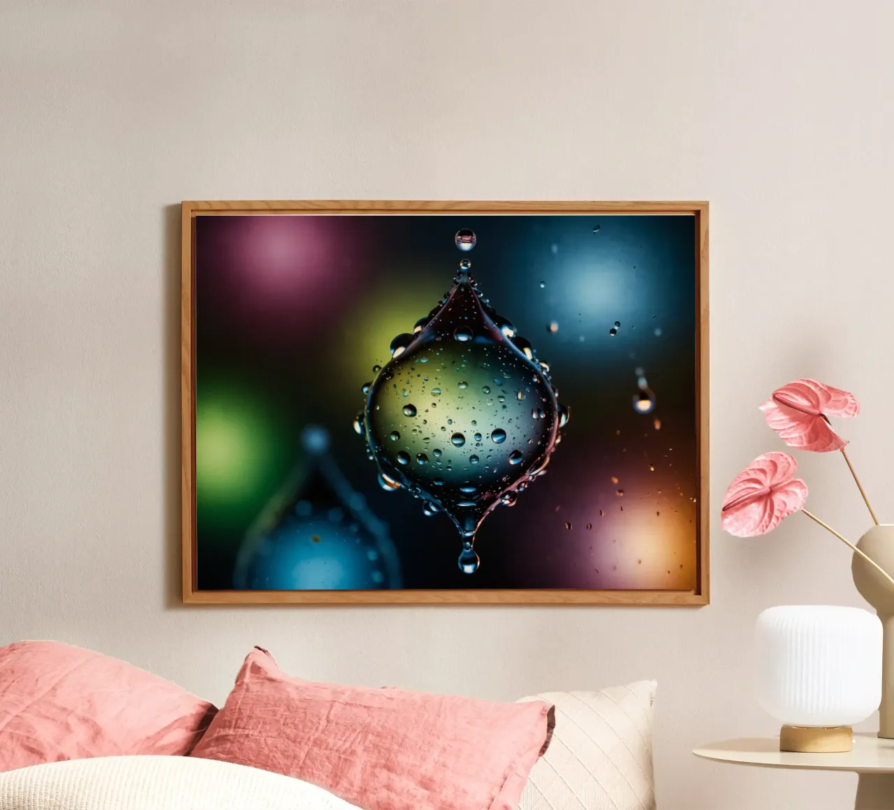 Gocce d'acqua colorate sospese nell'aria alluminio dibond da DesignDoodle