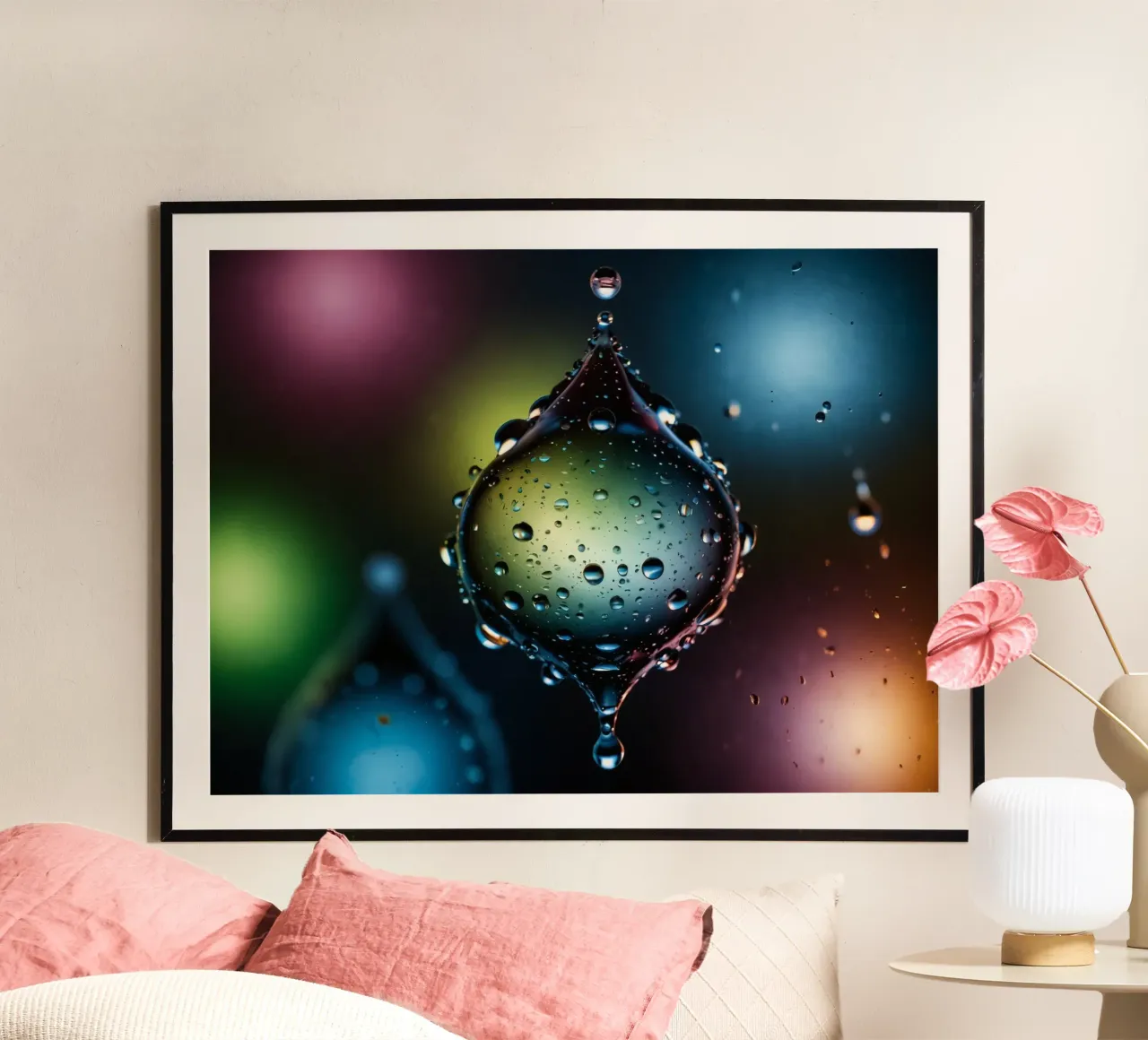 Gocce d'acqua colorate sospese nell'aria carta hahnemühle da DesignDoodle